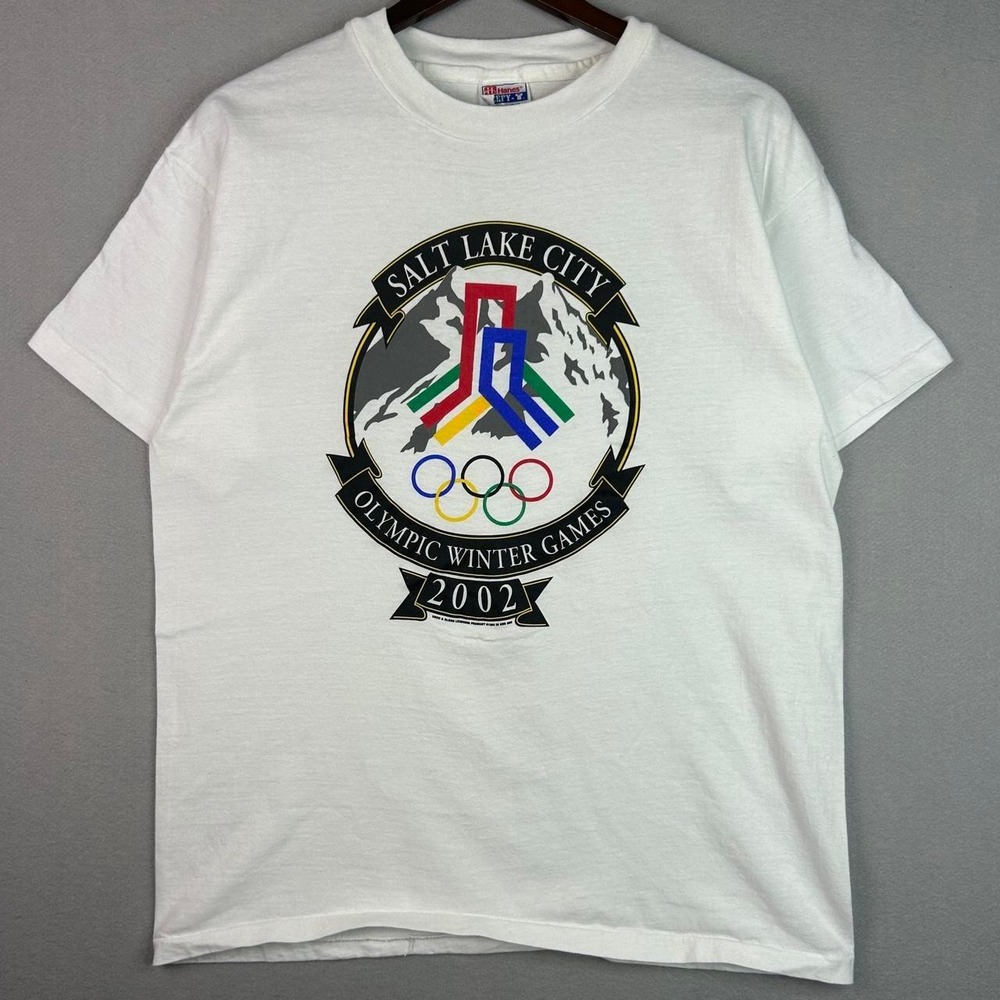 Vintage Salt Lake City Olympic Winter Games 2002 White Tee Shirt L